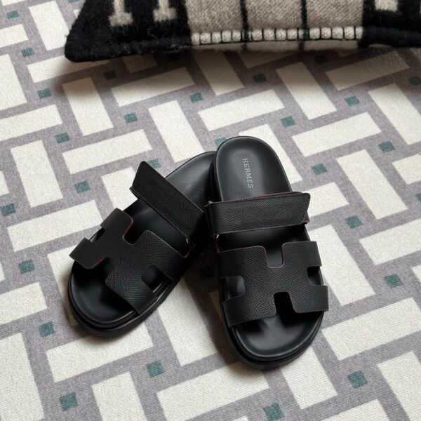 Vietnam Hermes Shoes Chypre Sandals Sippers 89 Noir Epsom Leather 34-41