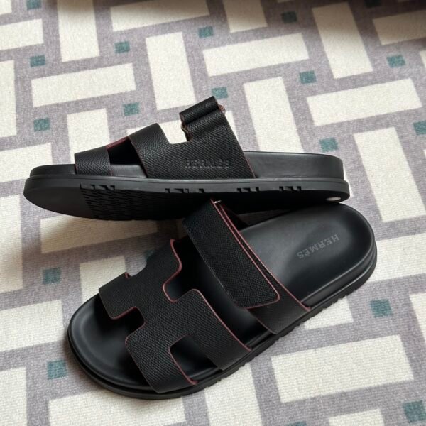 Vietnam Hermes Shoes Chypre Sandals Sippers 89 Noir Epsom Leather 34-41