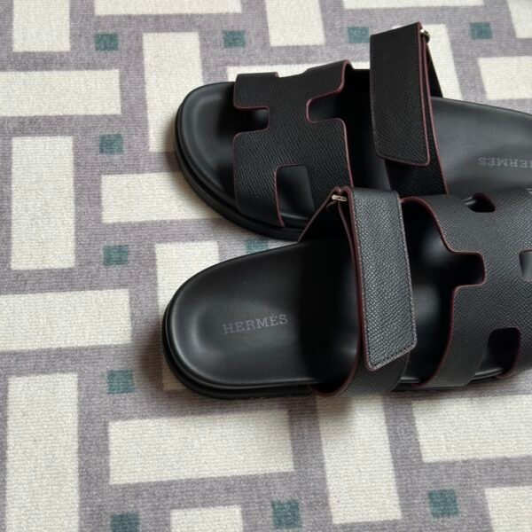 Vietnam Hermes Shoes Chypre Sandals Sippers 89 Noir Epsom Leather 34-41