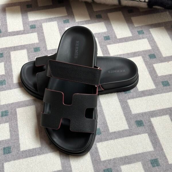 Vietnam Hermes Shoes Chypre Sandals Sippers 89 Noir Epsom Leather 34-41
