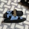 wsxc1716312868104_2 Hermes Shoes Images Chypre Sandals Suede Leather 2T Blue Paradise/ 18 Etoupe/ 89 Noir
