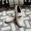 wsxc1716314861166_0 Hermes Destin Moccasins Calf Leather Loafer Shoes in White Silver Hardware