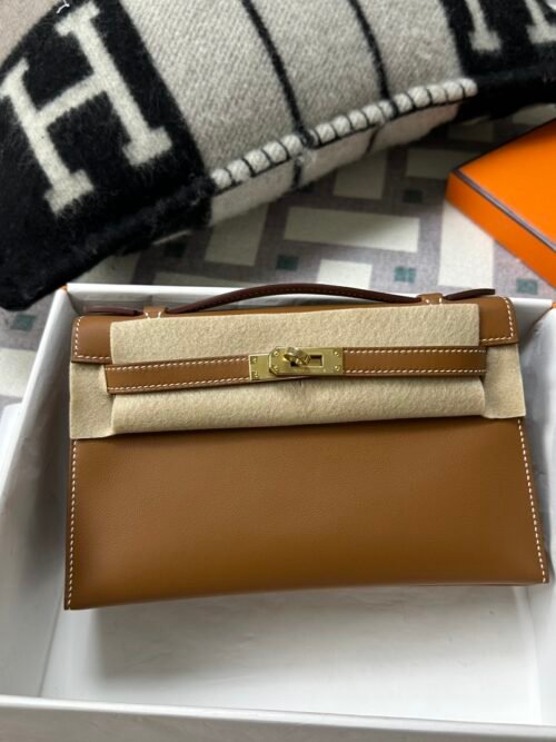 Vietnam Hermes Kelly Pochette 22cm CK37 Gold Swift Leather Gold Hardware