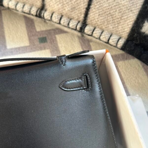 wsxc1718114136310_2 Hermes Kelly Pochette 22CM So Black Box Leather 89 Noir Black Hardware