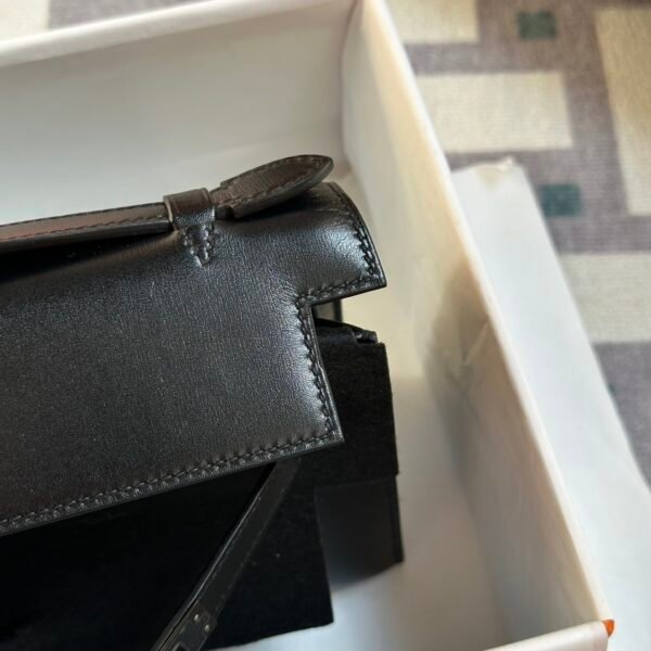 wsxc1718114136310_4 Hermes Kelly Pochette 22CM So Black Box Leather 89 Noir Black Hardware