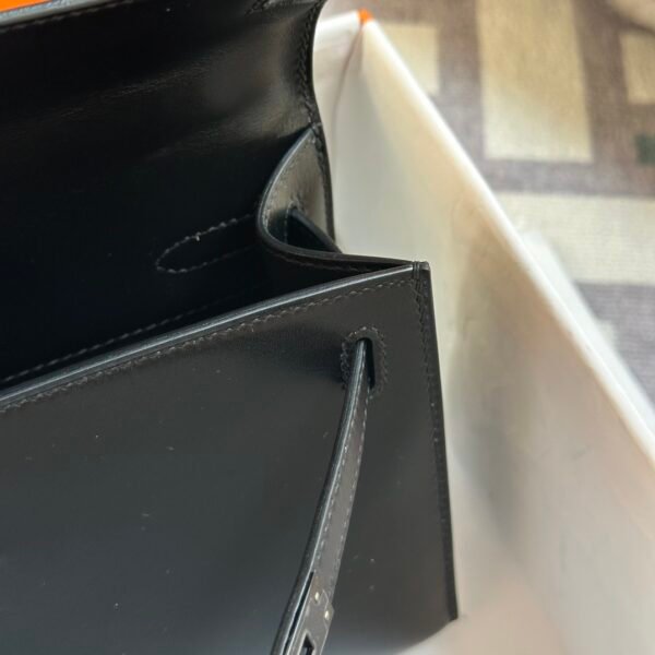 wsxc1718114136310_5 Hermes Kelly Pochette 22CM So Black Box Leather 89 Noir Black Hardware