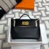 Hermes Kelly 2424 Mini Touch Lizard / Swift 89 Noir Gold Hardware