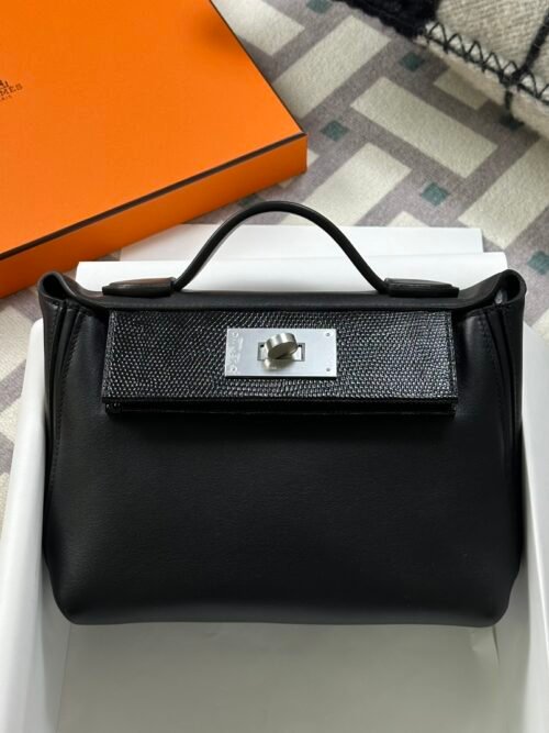 Hermes Bag Lizard / Swift Leather Kelly 2424 Mini Touch Silver Hardware