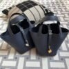 Hermes Bag Images Picotin 18CM 73 Blue Saphir Clemence Leather Gold Hardware