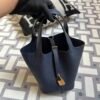 Hermes Bag Images Picotin 18CM 73 Blue Saphir Clemence Leather Gold Hardware