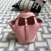 Hermes Picotin 18CM Clemence Leather 3Q Rose Sakura Silver Hardware