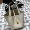Hermes Bag Images Clemence Leather Picotin 22CM I2 Nata Gold Hardware