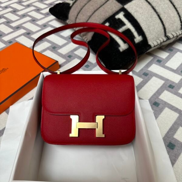 Hermes Bag Images Constance 18CM Epsom Leather Q5 Rouge Casaque Gold Hardware