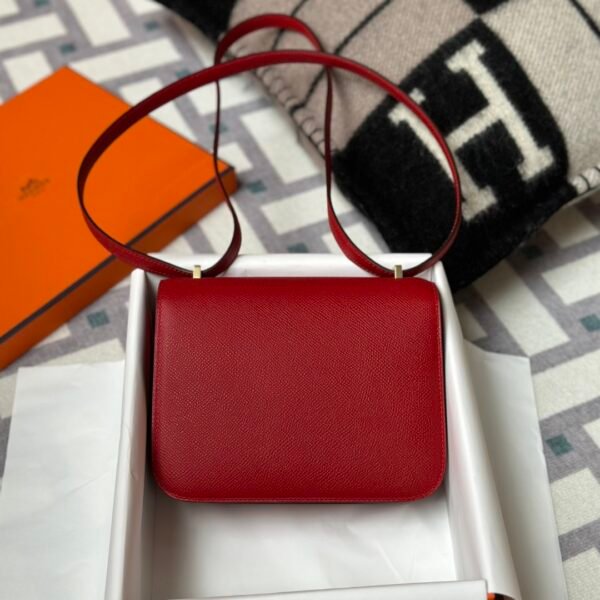 Hermes Bag Images Constance 18CM Epsom Leather Q5 Rouge Casaque Gold Hardware