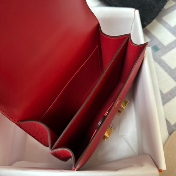 Hermes Bag Images Constance 18CM Epsom Leather Q5 Rouge Casaque Gold Hardware