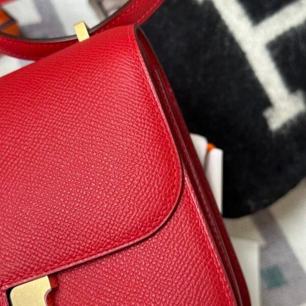 Hermes Bag Images Constance 18CM Epsom Leather Q5 Rouge Casaque Gold Hardware