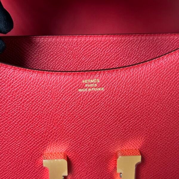 Hermes Bag Images Constance 18CM Epsom Leather Q5 Rouge Casaque Gold Hardware