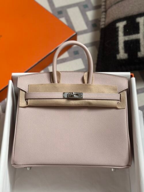Hermes Bag Price Birkin 25CM Epsom Leather 09 Mauve Pale Silver Hardware