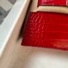 Full Handmade Hermes Mini Kelly 19CM Shiny Alligator Crocodile CK95 Braise Silver Hardware