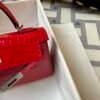 Full Handmade Hermes Mini Kelly 19CM Shiny Alligator Crocodile CK95 Braise Silver Hardware