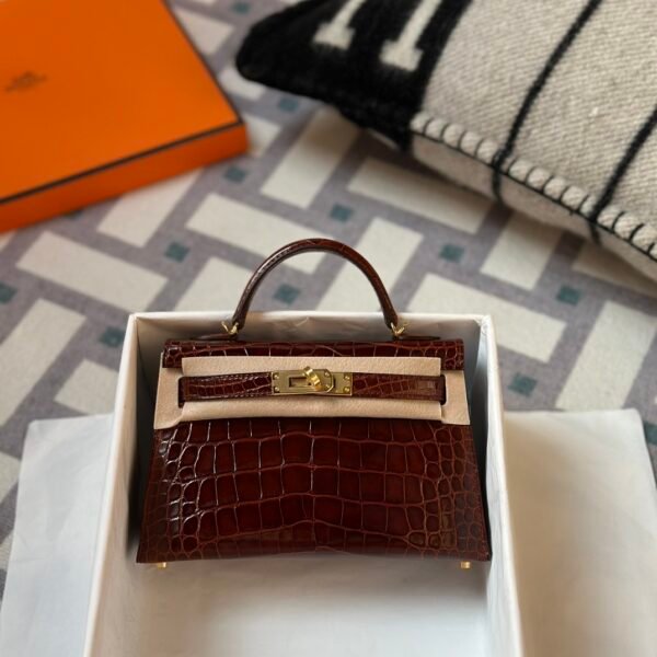wsxc1720188300834_0 Australia Canberra Hermes Mini Kelly 19CM Shiny Alligator Crocodile 33 Miel Gold Hardware