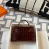 Australia Canberra Hermes Mini Kelly 19CM Shiny Alligator Crocodile 33 Miel Gold Hardware