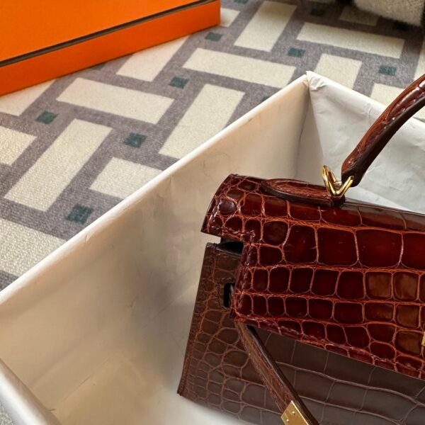 wsxc1720188300834_3 Australia Canberra Hermes Mini Kelly 19CM Shiny Alligator Crocodile 33 Miel Gold Hardware