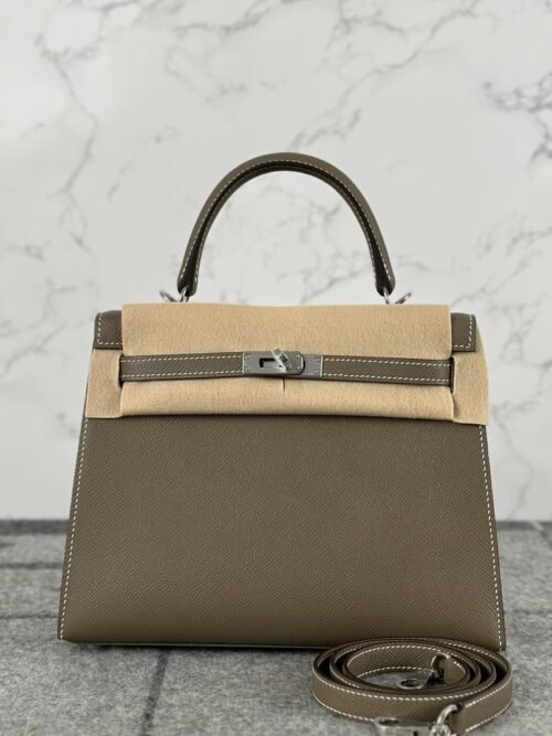 Korea Seoul Hermes Kelly Sellier 25CM Epsom Leather 18 Etoupe Silver Hardware