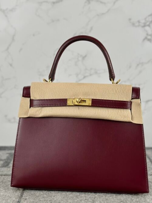 Singapore Kuala Lumpur Hermes Box Leather Kelly Sellier 25CM 57 Bordeaux Gold Hardware