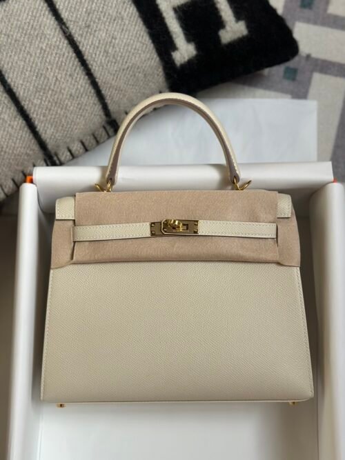 Korea Seoul Hermes Epsom Leather CC10 Craie Kelly Sellier 25CM Gold Hardware