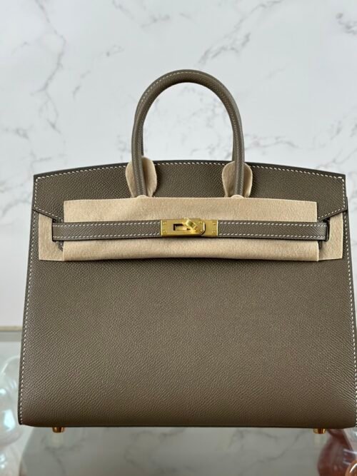 Hermes Bag Price Birkin Sellier 25CM CC18 Etoupe Epsom Leather Gold Hardware