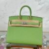 Hermes 3I Vert Criquet Epsom Leather Birkin Sellier 25CM Silver Hardware