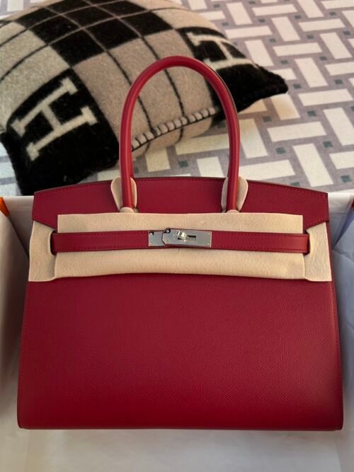 Hong Kong Hermes Birkin 30CM Sellier Epsom Leather B5 Rubis Silver Hardware