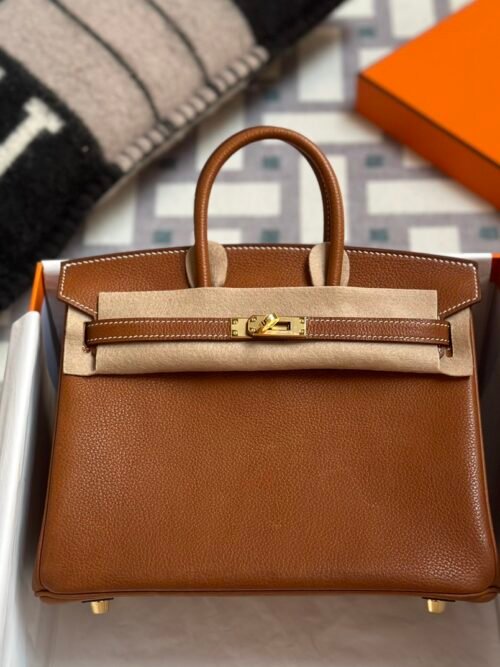 Hermes Birkin 25CM Images 34 Fauve Barenia Faubourg Gold Hardware