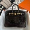 Hong Kong Hermes Shiny Niloticus Crocodile Birkin 25CM 89 Noir Gold Hardware