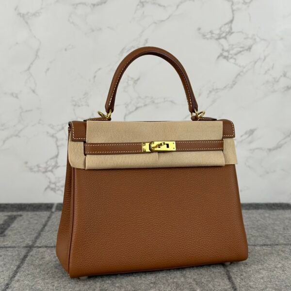 Full Handmade Hermes CC37 Gold Togo Leather Kelly 25CM Gold Hardware