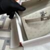 UK London Hermes KK Ostrich 80 Gris Pearl Kelly Pochette 22cm Silver Hardware