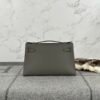 Full Handmade Hermes Swift Leather Kelly Pochette 22cm 0L Gris Meyer Silver Hardware