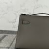 Full Handmade Hermes Swift Leather Kelly Pochette 22cm 0L Gris Meyer Silver Hardware