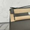 Full Handmade Hermes Swift Leather Kelly Pochette 22cm 0L Gris Meyer Silver Hardware