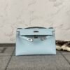 Hermes Bag Price Kelly Pochette 22cm T0 Blue Brume Swift Leather Silver Hardware