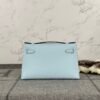 Hermes Bag Price Kelly Pochette 22cm T0 Blue Brume Swift Leather Silver Hardware