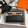 wsxc1722010071855_0-1 Hermes Mini Kelly 19CM CD89 Noir Chevre Leather Rose Gold Hardware