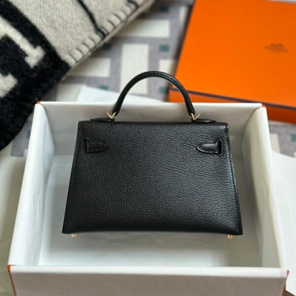 wsxc1722010071855_1 Hermes Mini Kelly 19CM CD89 Noir Chevre Leather Rose Gold Hardware