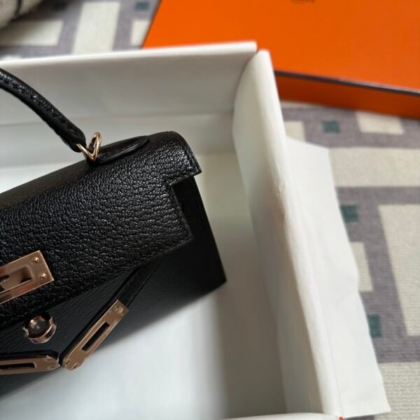 wsxc1722010071855_4 Hermes Mini Kelly 19CM CD89 Noir Chevre Leather Rose Gold Hardware