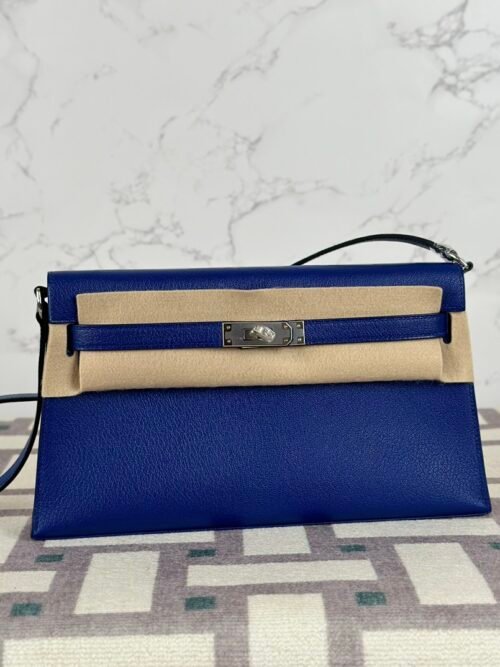 Canada Ottawa Hermes Kelly Elan 27CM Chevre Leather 7T Blue Electric Silver Hardware