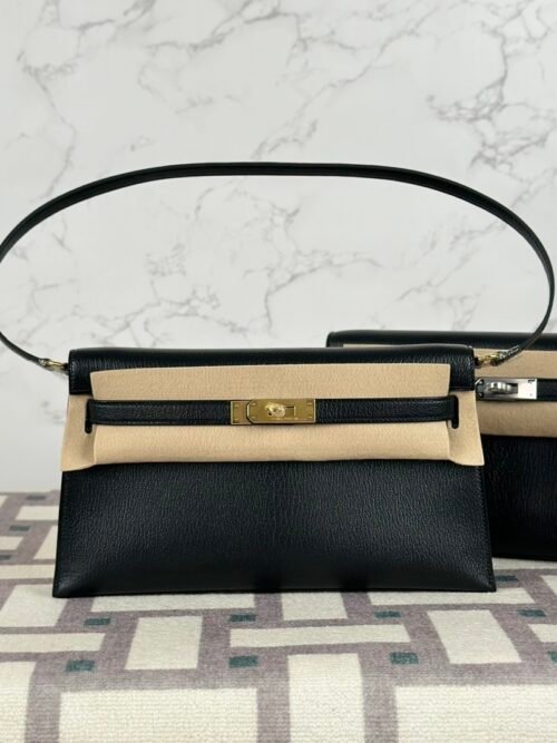 Hermes Bag Price Kelly Elan 27CM CC89 Noir Chevre Leather Gold Hardware