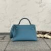UAE Dubai Hermes Epsom Leather Mini Kelly 19CM CK75 Blue Jean Silver Hardware