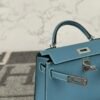 UAE Dubai Hermes Epsom Leather Mini Kelly 19CM CK75 Blue Jean Silver Hardware