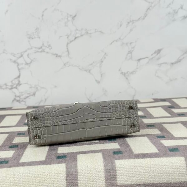 Hermes Bag Price Matte Alligator Crocodile Mini Kelly 19CM 0W Gris Neve Silver Hardware